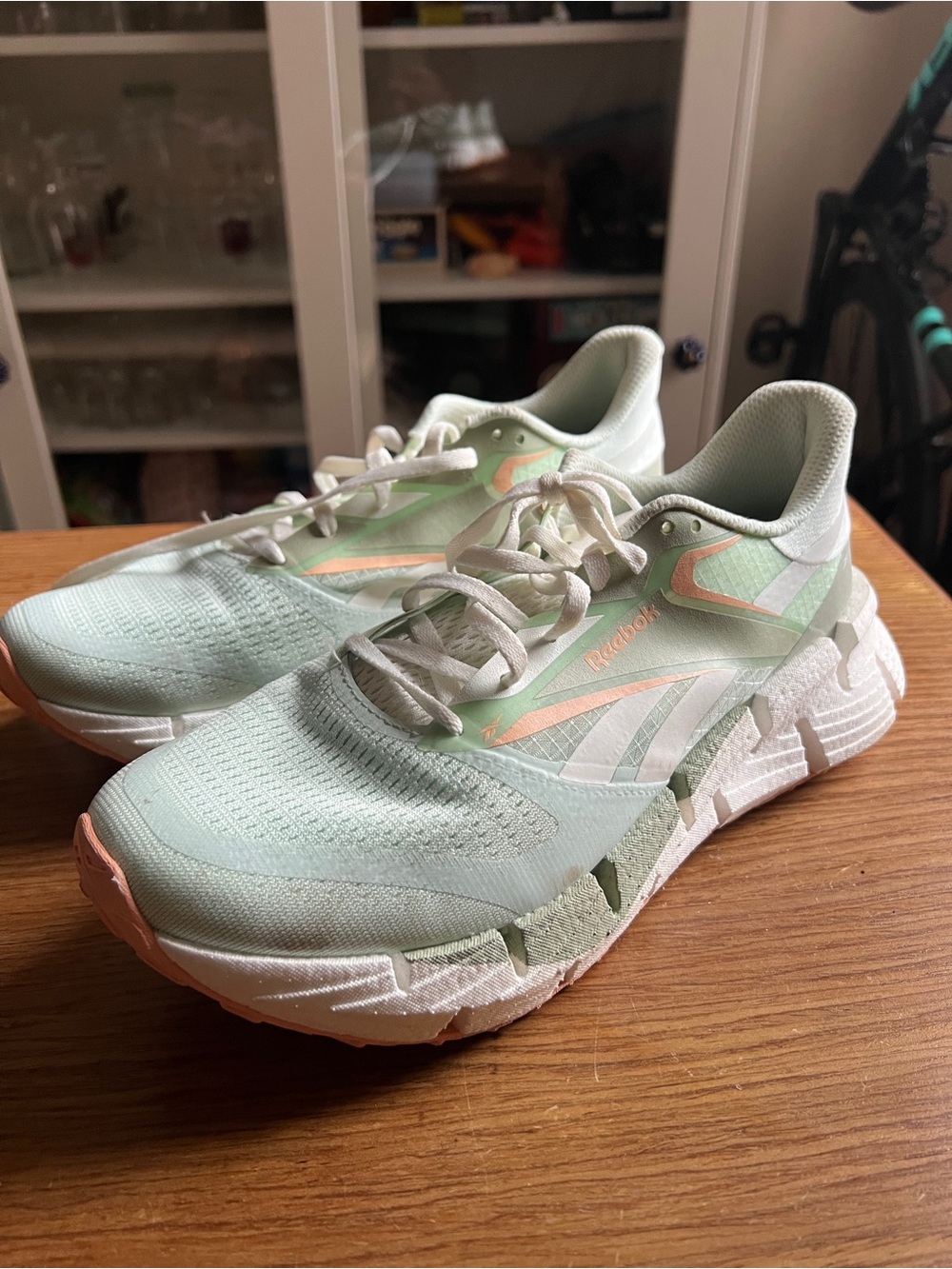 Reebok Women's Mint Green Running Shoes with Peach Accents